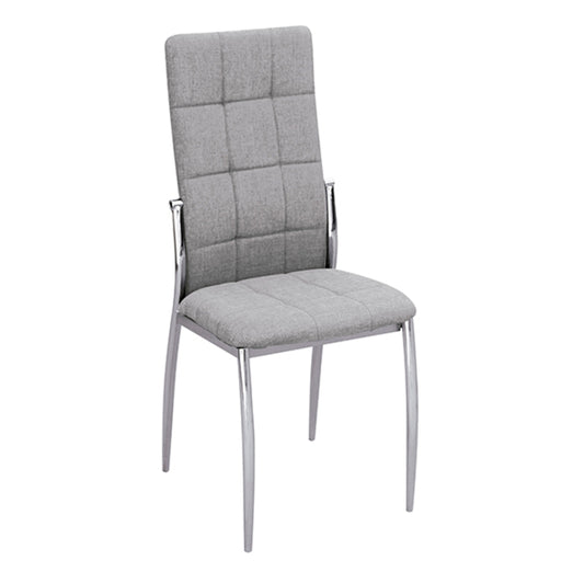 Pack de 4 sillas de comedor grises con patas metálicas – Asiento de tela con diseño de cuadros, estilo moderno, 44x46x10 cm - Buyqualia