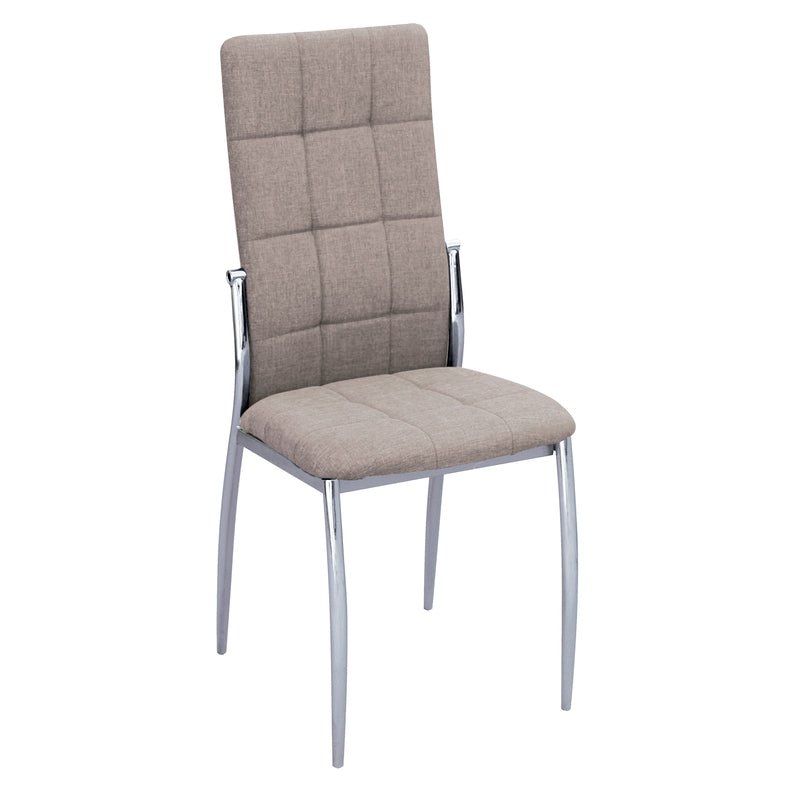 Pack de 4 sillas de comedor con patas metálicas Asiento de tela con diseño de cuadros, estilo moderno