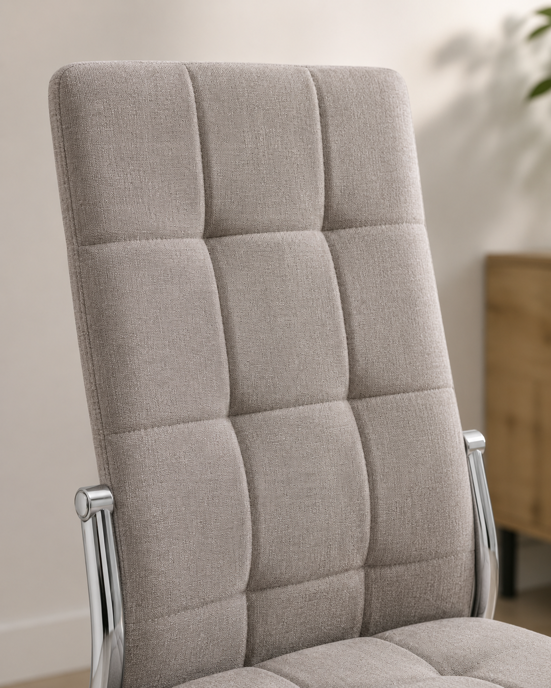 Pack de 4 sillas de comedor con patas metálicas Asiento de tela con diseño de cuadros, estilo moderno