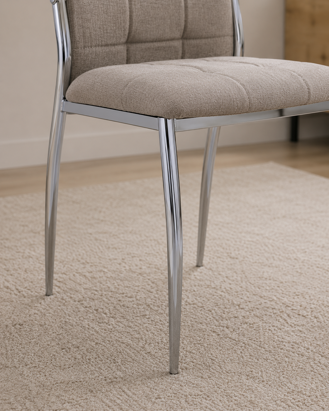 Pack de 4 sillas de comedor con patas metálicas Asiento de tela con diseño de cuadros, estilo moderno