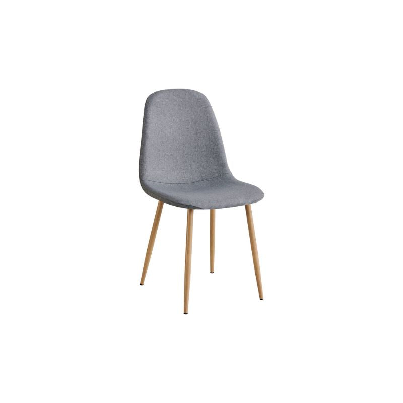 Silla de Comedor Estilo Escandinavo – Asiento Acolchado en Tela Gris y Patas en Color Natural, 86x49x43 cm - Buyqualia
