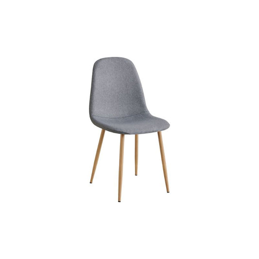 Silla de Comedor Estilo Escandinavo – Asiento Acolchado en Tela Gris y Patas en Color Natural, 86x49x43 cm - Buyqualia
