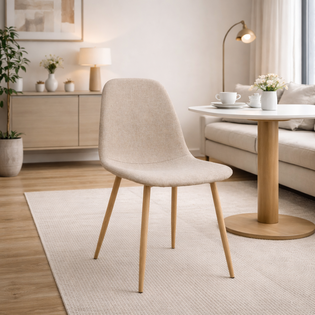 Juego de 4 Sillas tapizadas de estilo nórdico con patas de madera y diseño ergonómico