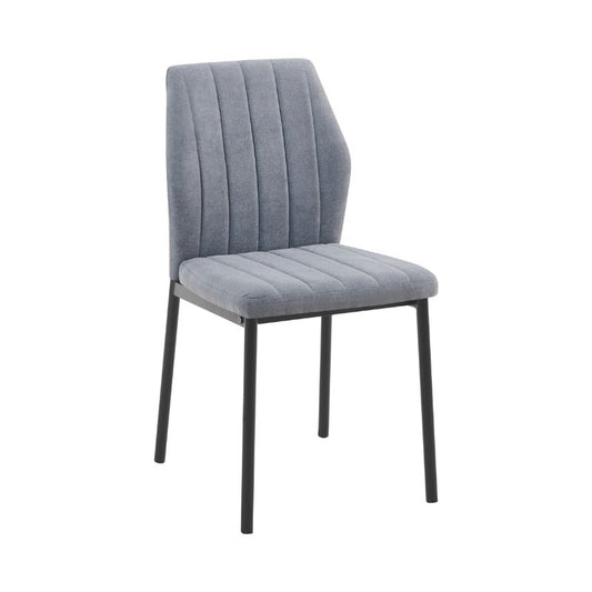 Juego de 4 Sillas tapizadas de comedor con costuras verticales y estructura metálica