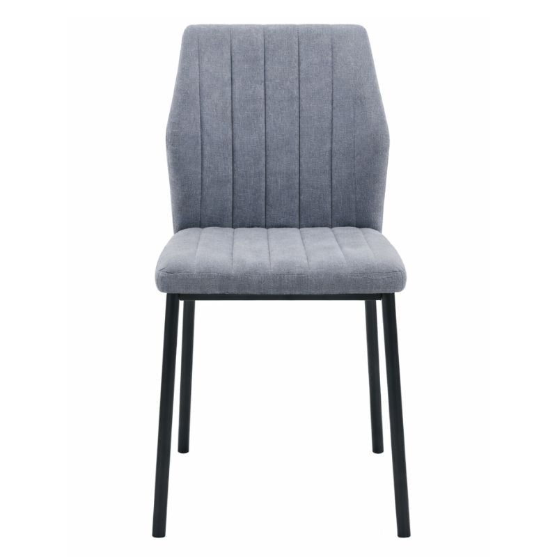 Juego de 4 Sillas tapizadas de comedor con costuras verticales y estructura metálica