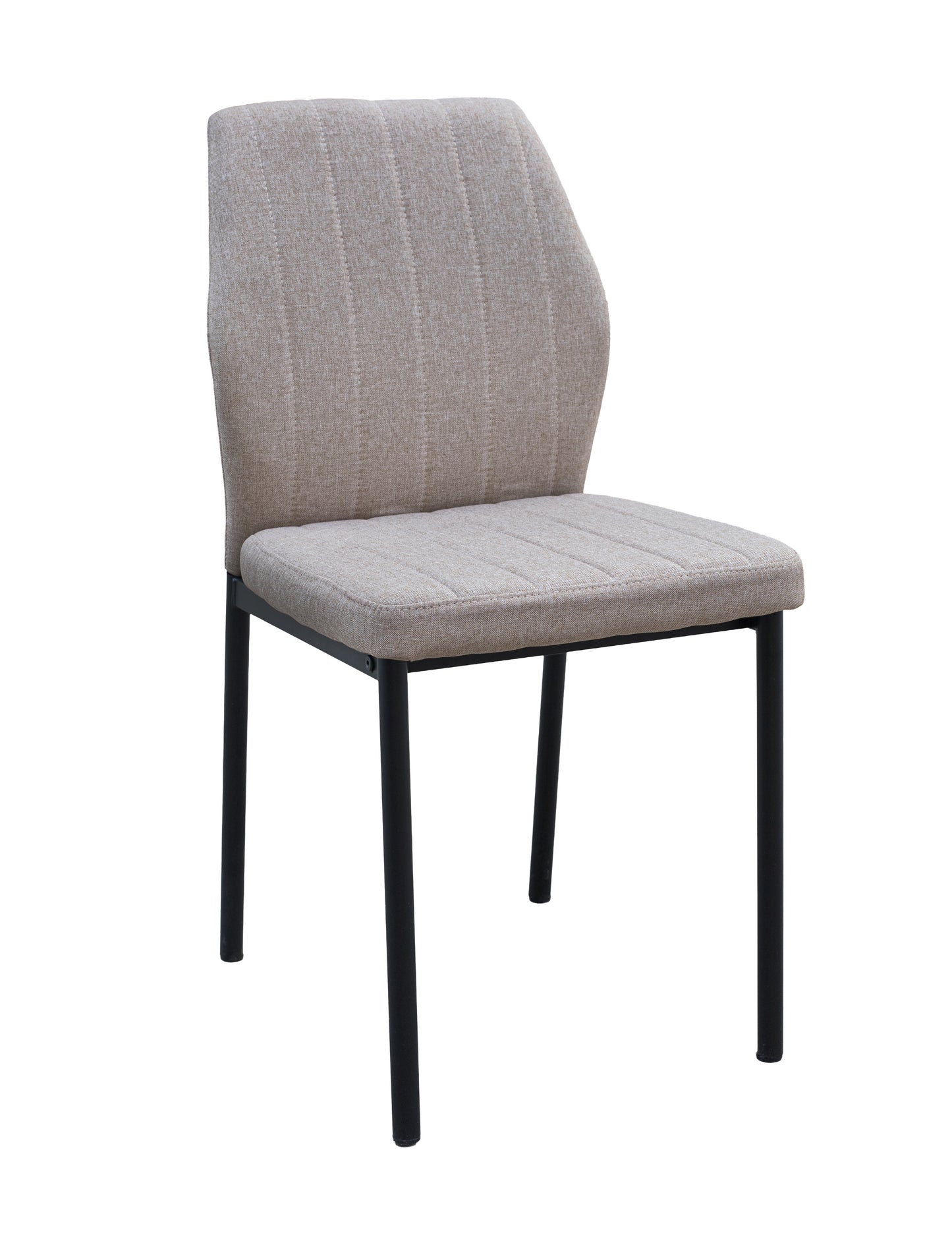 Juego de 4 Sillas tapizadas de comedor con costuras verticales y estructura metálica
