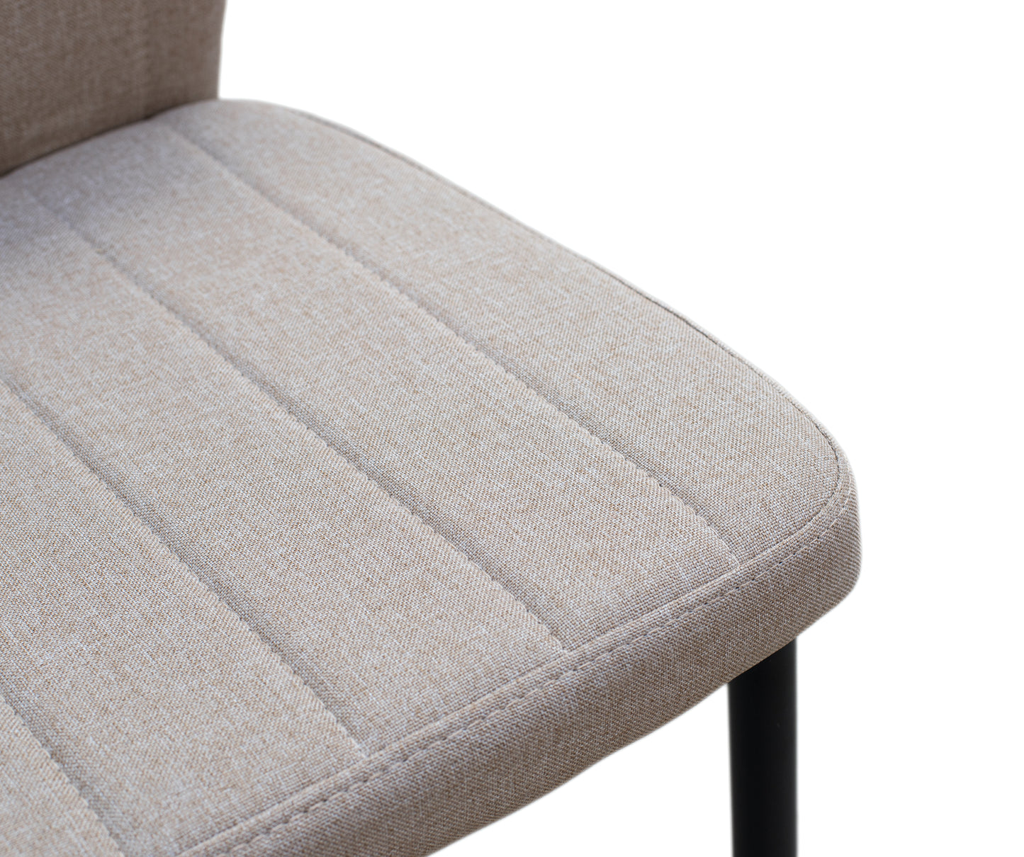 Juego de 4 Sillas tapizadas de comedor con costuras verticales y estructura metálica
