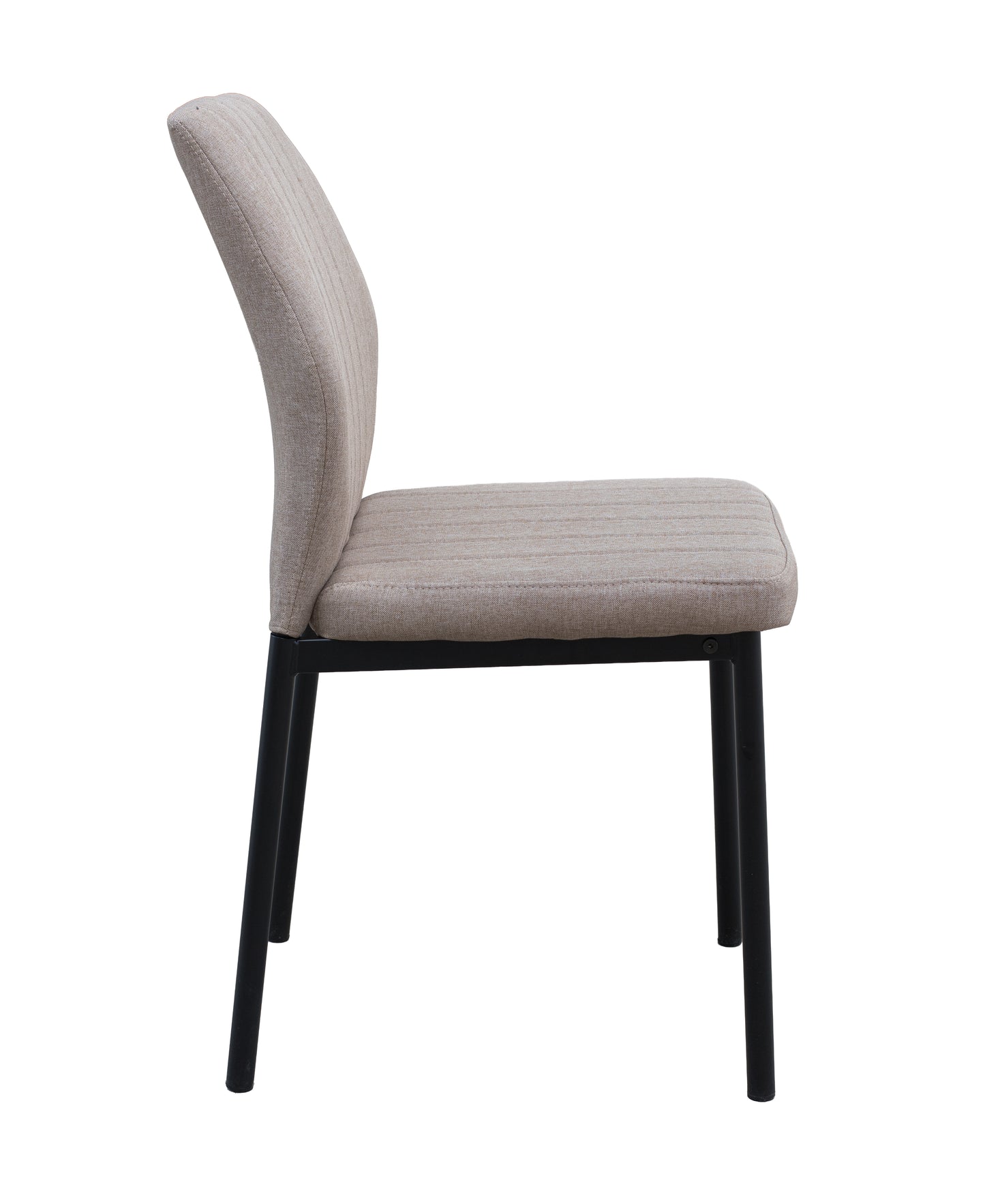 Juego de 4 Sillas tapizadas de comedor con costuras verticales y estructura metálica