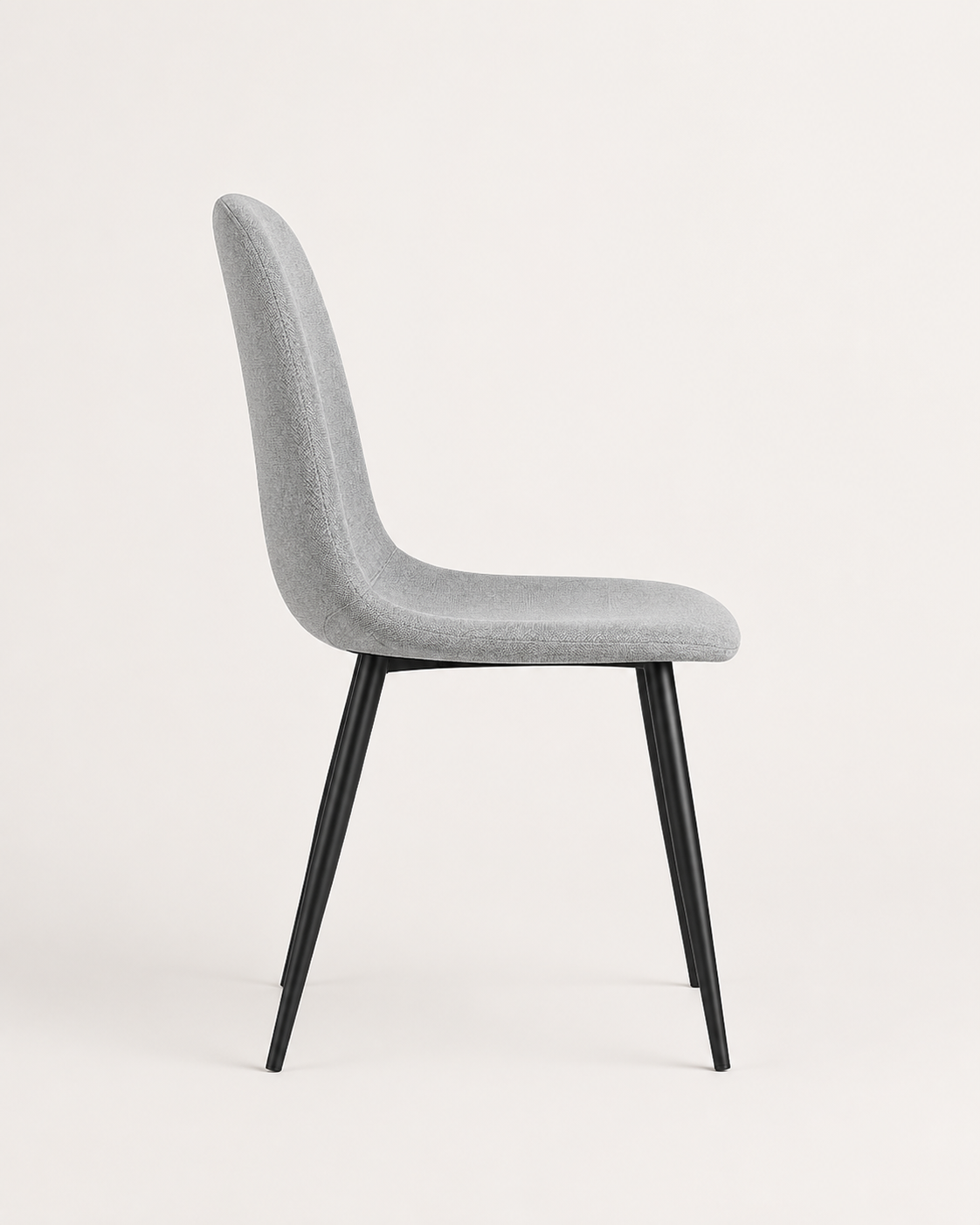 Silla de Comedor Estilo Escandinavo – Asiento Acolchado en Tela Gris y Patas en Color Negro, 86x49x43 cm - Buyqualia