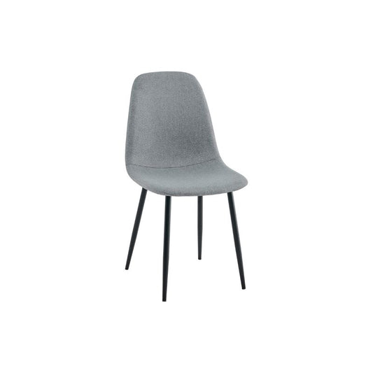 Silla de Comedor Estilo Escandinavo – Asiento Acolchado en Tela Gris y Patas en Color Negro, 86x49x43 cm - Buyqualia
