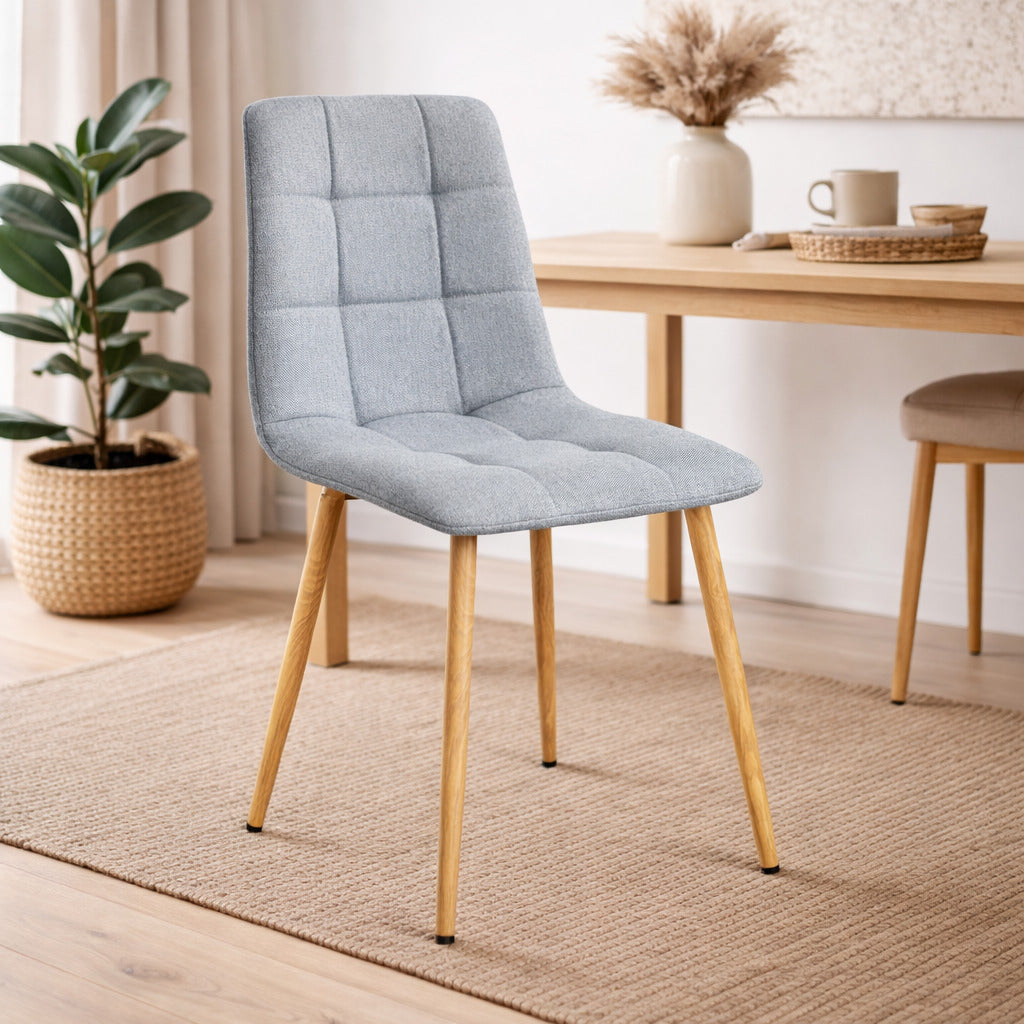 Juego de 4 Sillas de comedor tapizada con costuras acolchadas - Diseño Elegante