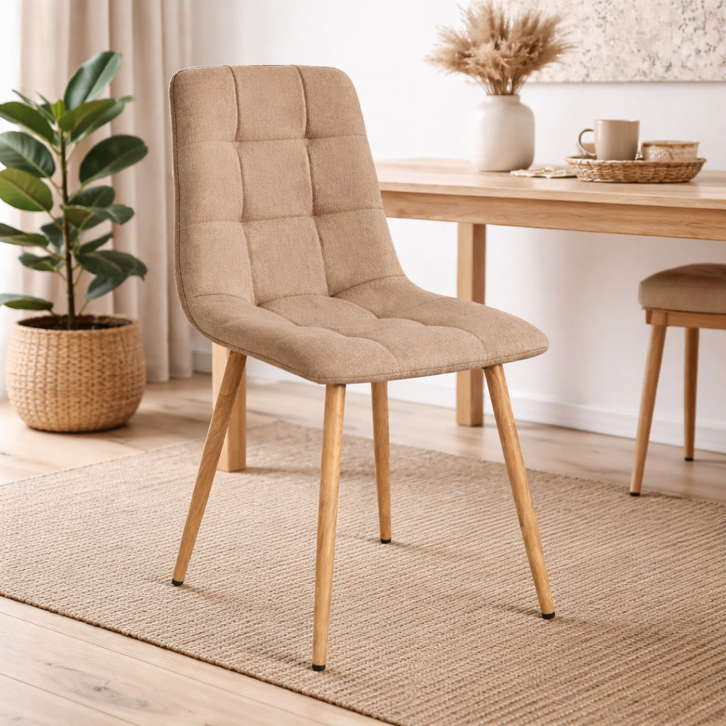 Juego de 4 Sillas de comedor tapizada con costuras acolchadas - Diseño Elegante
