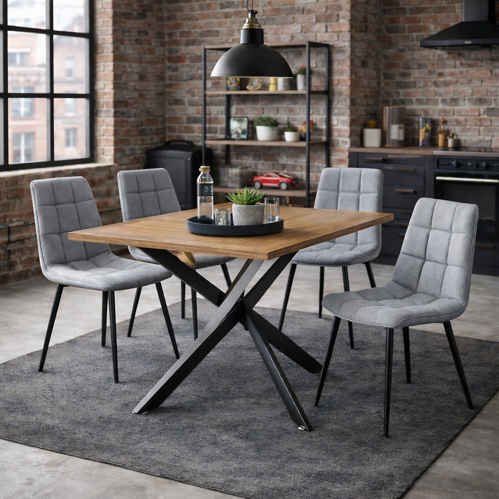 Juego de 4 Sillas de comedor tapizada con costuras acolchadas - Diseño Elegante