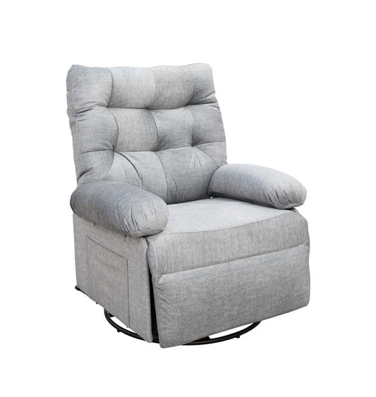 Sillón relax giratorio en tela gris con respaldo capitoné – Cómodo, elegante y funcional, 107x90x84 cm - Buyqualia