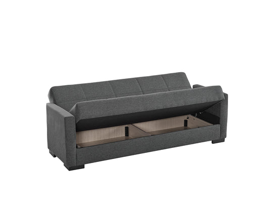 Sofá Cama Clic Clac 3 Plazas en Tela Gris – Compacto y Funcional – Estilo Moderno Convertible – 212x81x73 cm - Buyqualia