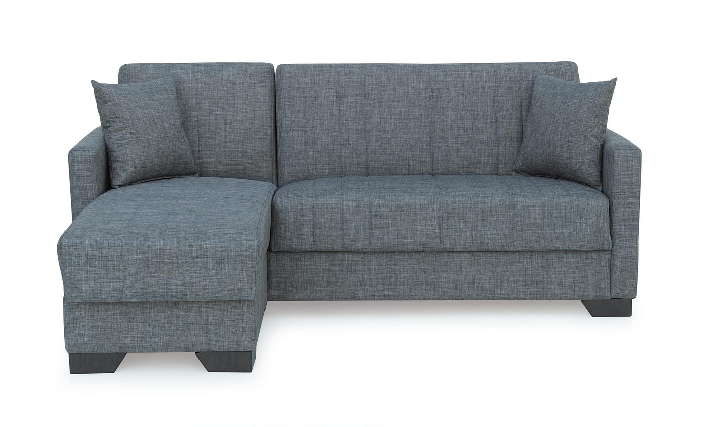 Sofá Cama Chaise Longue Clic Clac con Almacenamiento – Tapizado en Tela Gris – 3 Plazas Convertible – 215x84x60/170 cm – Estilo Moderno y Funcional - Buyqualia