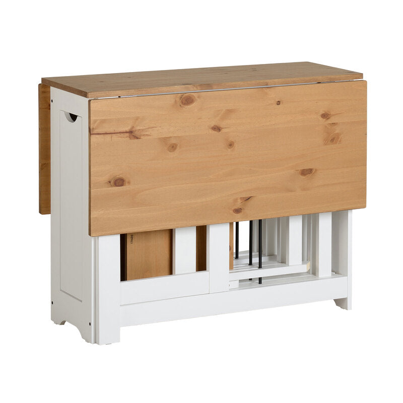 Set de mesa plegable con tapa color safir y patas blancas + 4 sillas plegables – Con alas abatibles y espacio de almacenaje para las sillas - 115x95x76 cm - Buyqualia