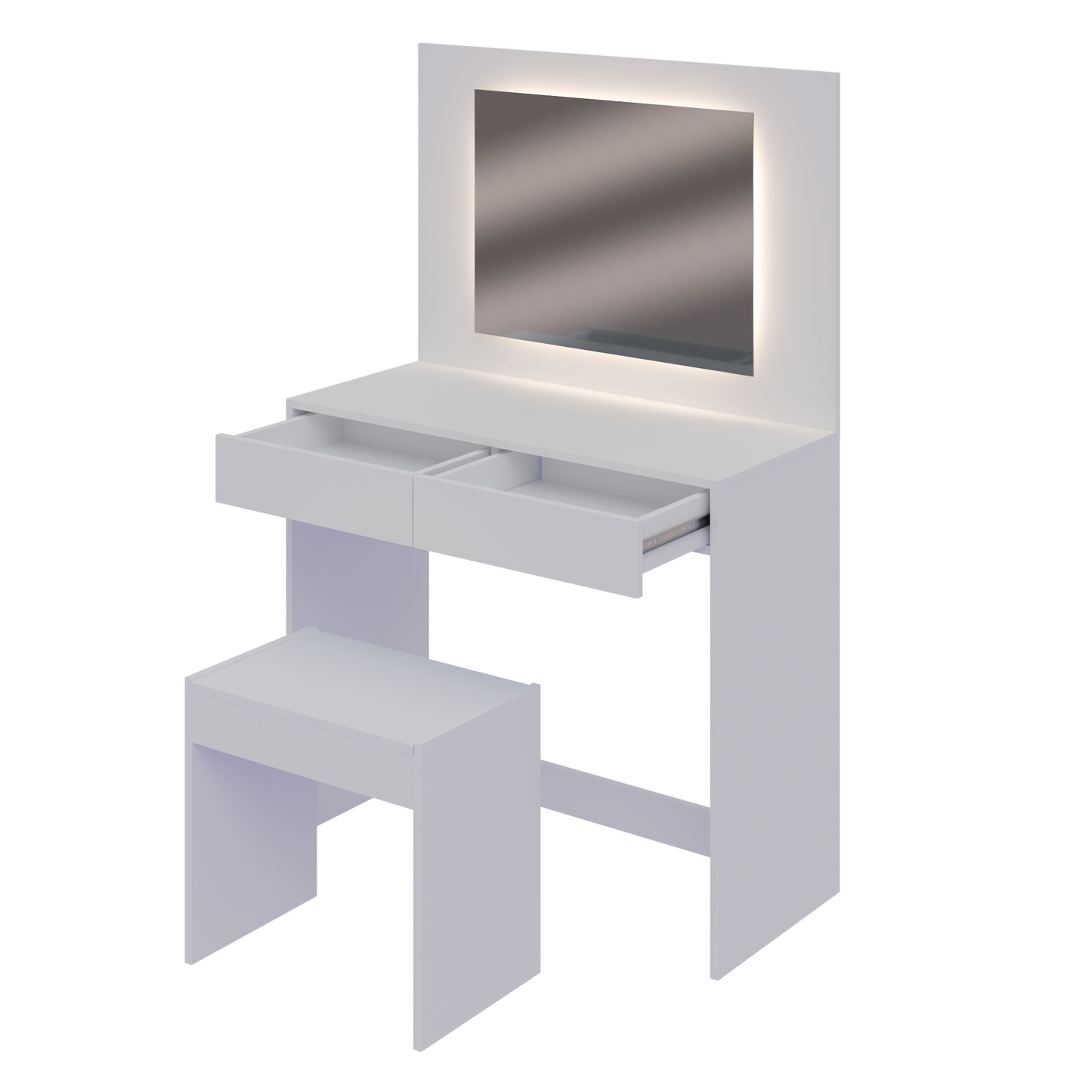 Tocador moderno con espejo LED y taburete incluido para dormitorio