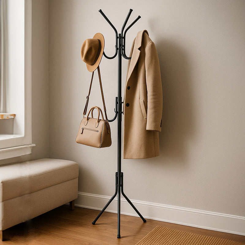 Perchero Metálico Negro  – Diseño Moderno y Resistente para Recibidores, Dormitorios u Oficinas - 172x48 cm - Buyqualia