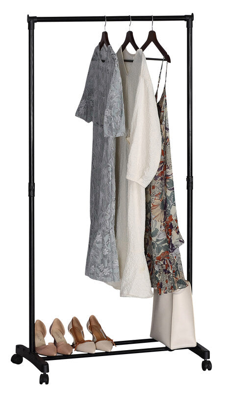 Perchero Burro de Ropa con Ruedas – Estructura Metálica Negra, Práctico y Móvil - 157x77x42 cm - Buyqualia
