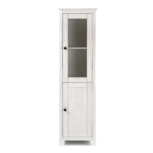 Buyqualia - Vitrina OSMA, 1 Puerta + 1 Puerta. 180x50x35, Blanco Abierto