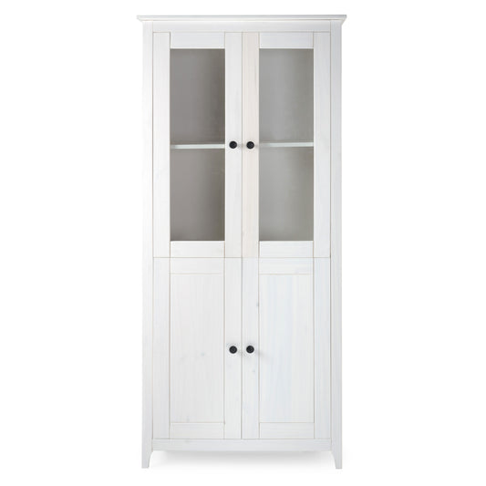 Buyqualia - Vitrina OSMA, 2 Puertas + 2 Puertas. 180x81x35, Blanco Abierto