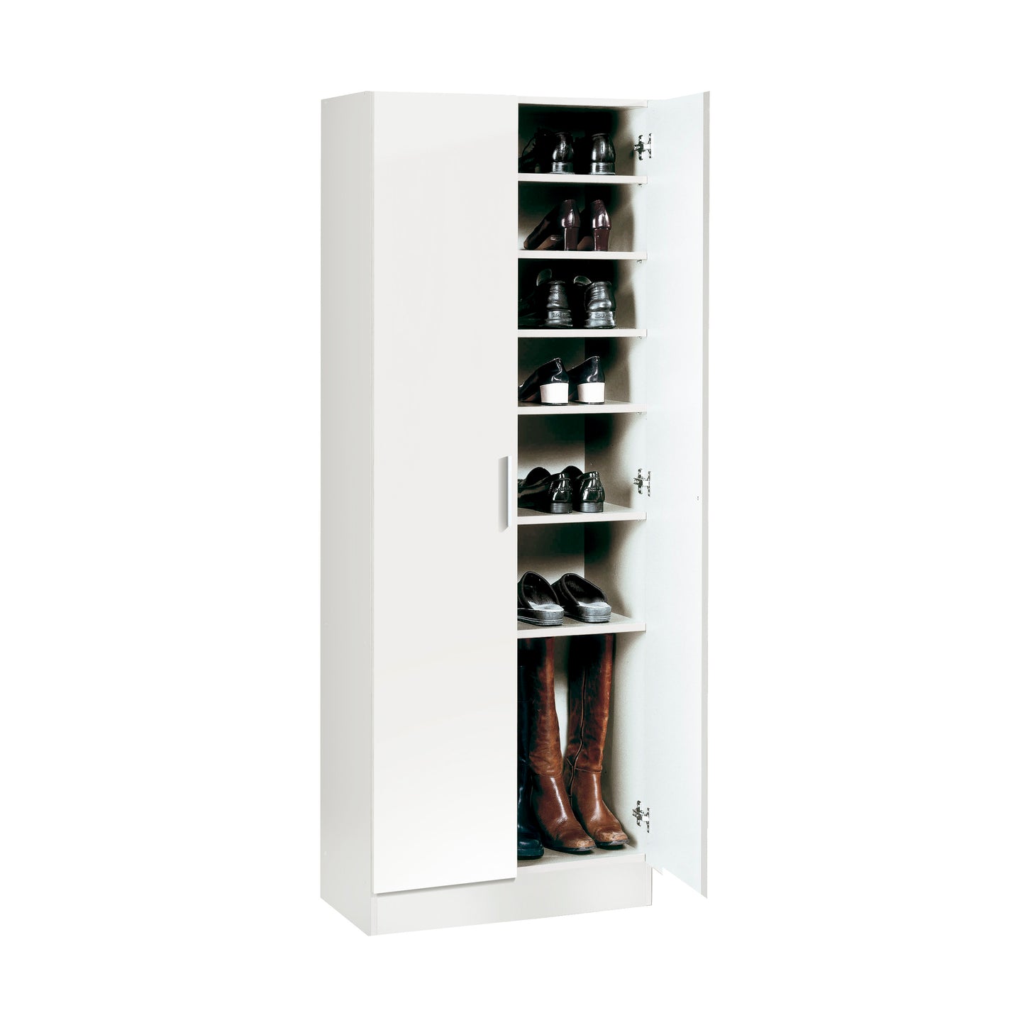 Armario Zapatero de Gran Capacidad en Color Blanco, Marrón y Roble – 171x60x35 cm – Diseño Vertical y Compacto