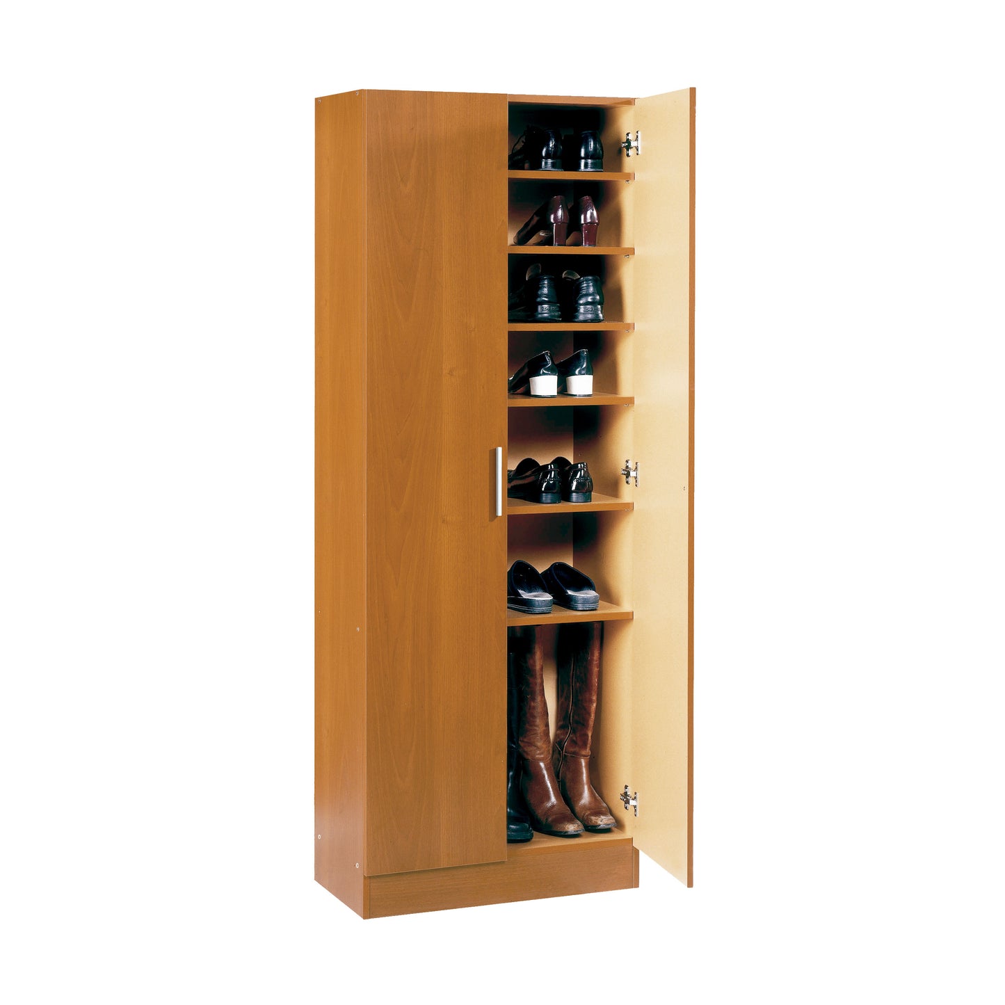 Armario Zapatero de Gran Capacidad en Color Blanco, Marrón y Roble – 171x60x35 cm – Diseño Vertical y Compacto