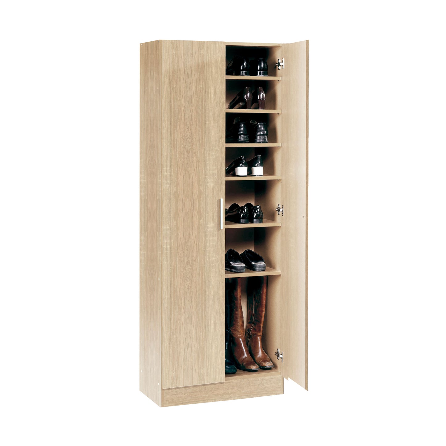 Armario Zapatero de Gran Capacidad en Color Blanco, Marrón y Roble – 171x60x35 cm – Diseño Vertical y Compacto