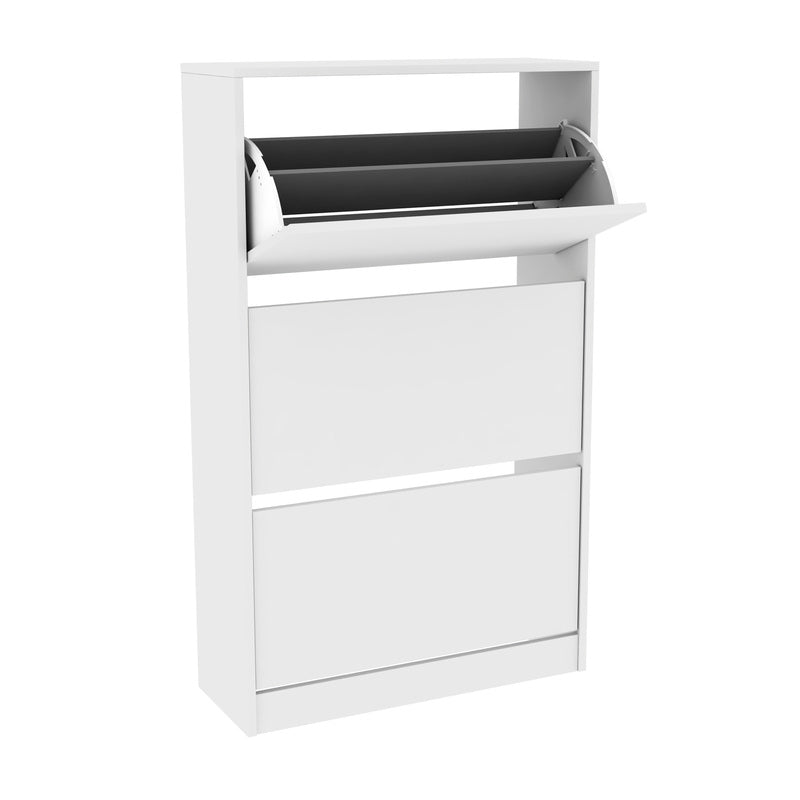 Zapatero blanco moderno de gran capacidad para recibidor o dormitorio