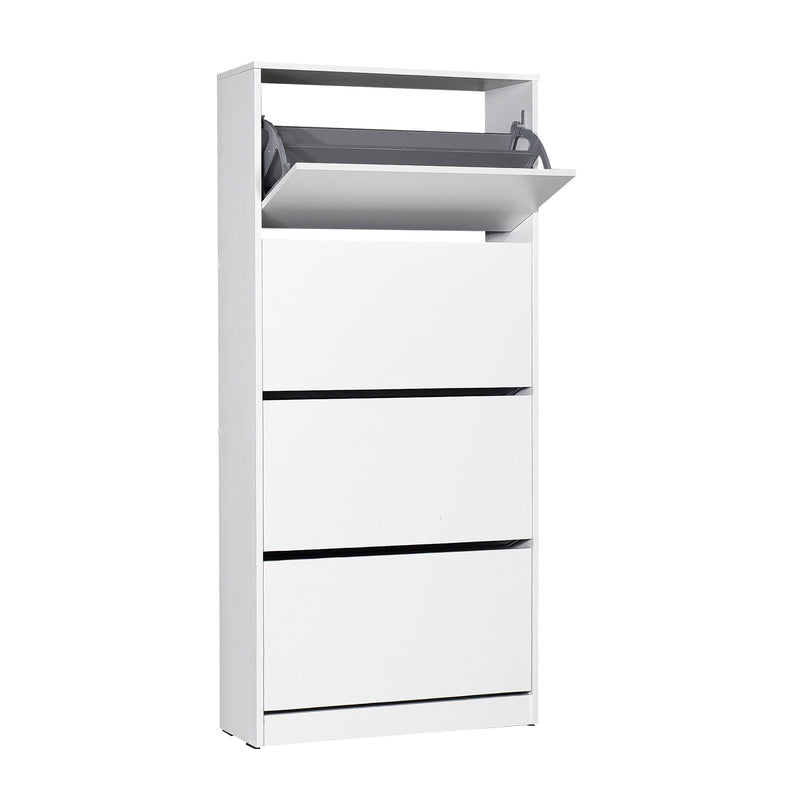 Zapatero blanco moderno de gran capacidad para recibidor o dormitorio