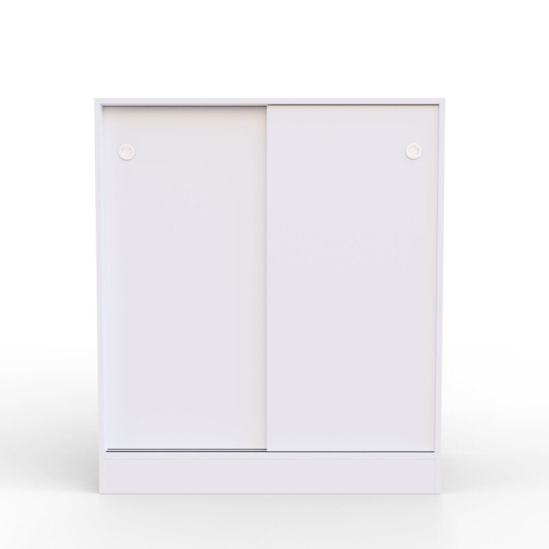 Buyqualia Armario bajo Puertas correderas con estantes Multiusos Zapatero estantería Oficina (White)