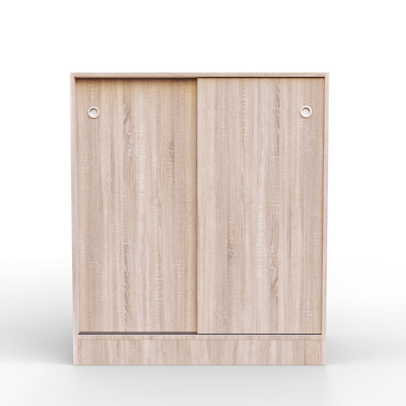 Buyqualia Armario bajo Puertas correderas con estantes Multiusos Zapatero estantería Oficina (White)