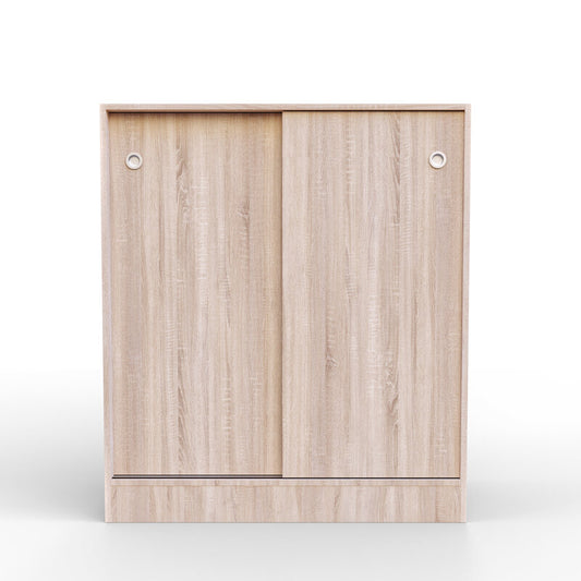 Buyqualia Armario bajo Puertas correderas con estantes Multiusos Zapatero estantería Oficina (White)