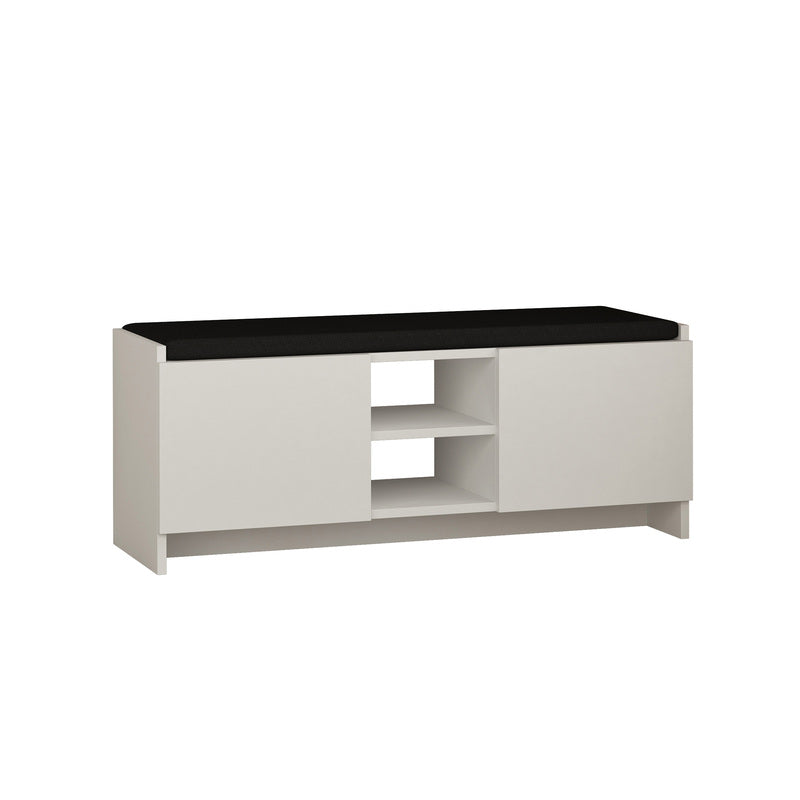 Buyqualia Mueble Zapatero Banco para Zapatos Rack con Puertas y estantes para ordenación (Alto 43 / Ancho 110 Fondo 37) en Color (Blanco)