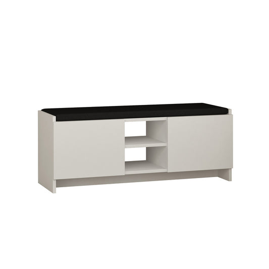 Buyqualia Mueble Zapatero Banco para Zapatos Rack con Puertas y estantes para ordenación (Alto 43 / Ancho 110 Fondo 37) en Color (Blanco)
