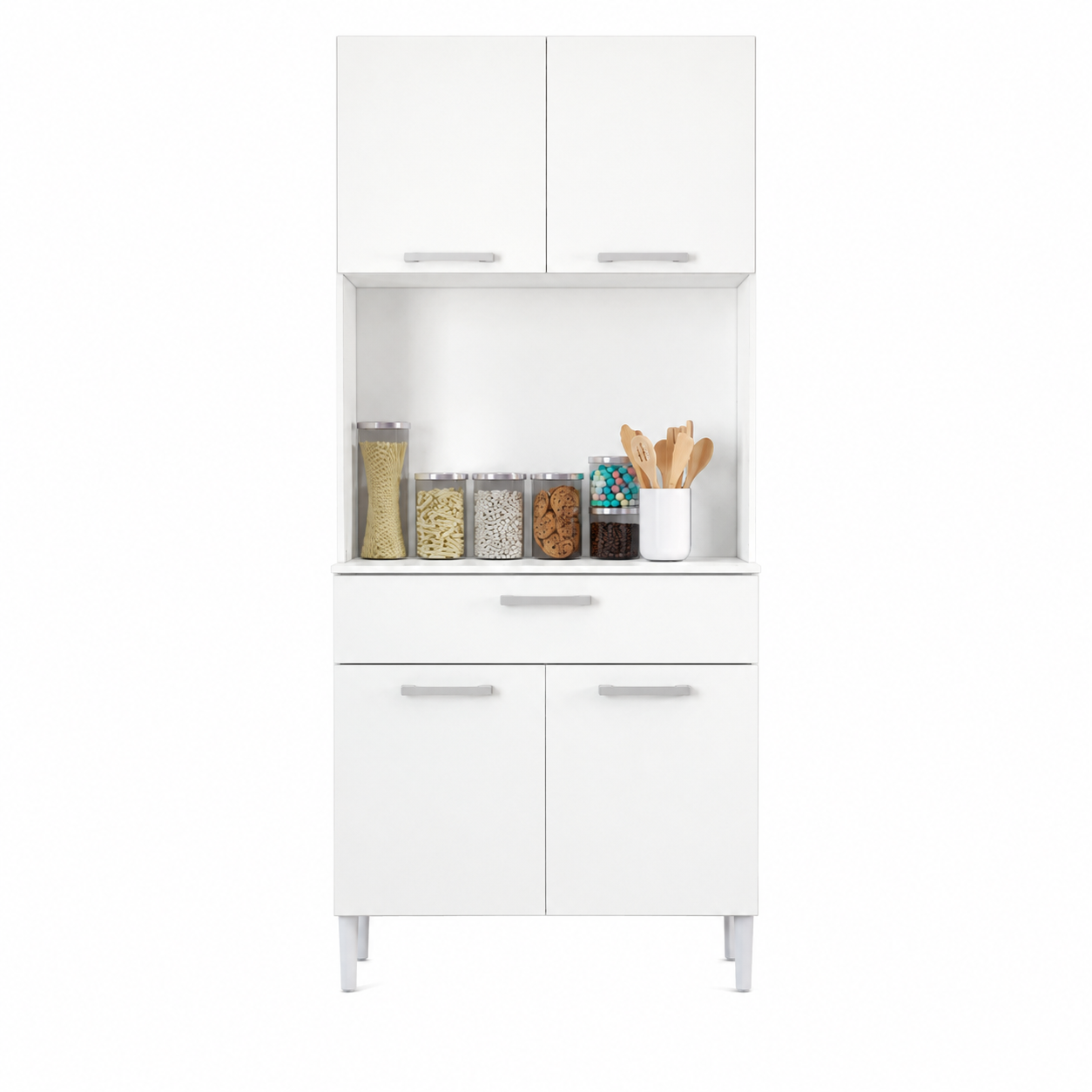Armario alacena de cocina con cajón y puertas abatibles en color blanco ( alto 180 / ancho 80 / fondo 36 )
