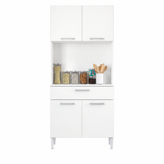 Armario alacena de cocina con cajón y puertas abatibles en color blanco ( alto 180 / ancho 80 / fondo 36 )