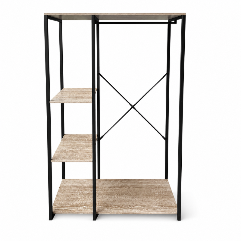 Armario Abierto Estilo Industrial con Barra y Baldas - 167x90x41cm