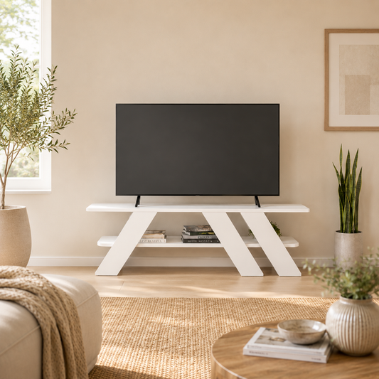Buyqualia Mesa TV Mueble para salón Comedor (Alto 40 / Ancho 140 / Fondo 34) en Color (Blanco)