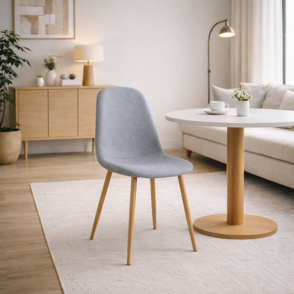 Juego de 4 Sillas tapizadas de estilo nórdico con patas de madera y diseño ergonómico