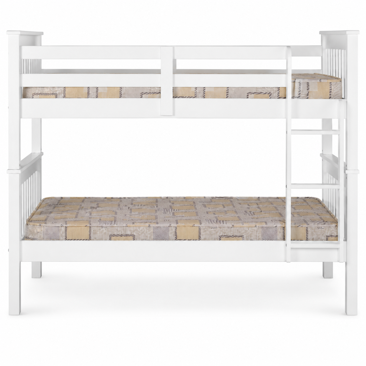 Litera de Madera Blanca 151x205x105 cm | Cama Doble Compacta con Escalera y Baranda de Seguridad | Diseño Moderno para Niños y Adultos - Buyqualia
