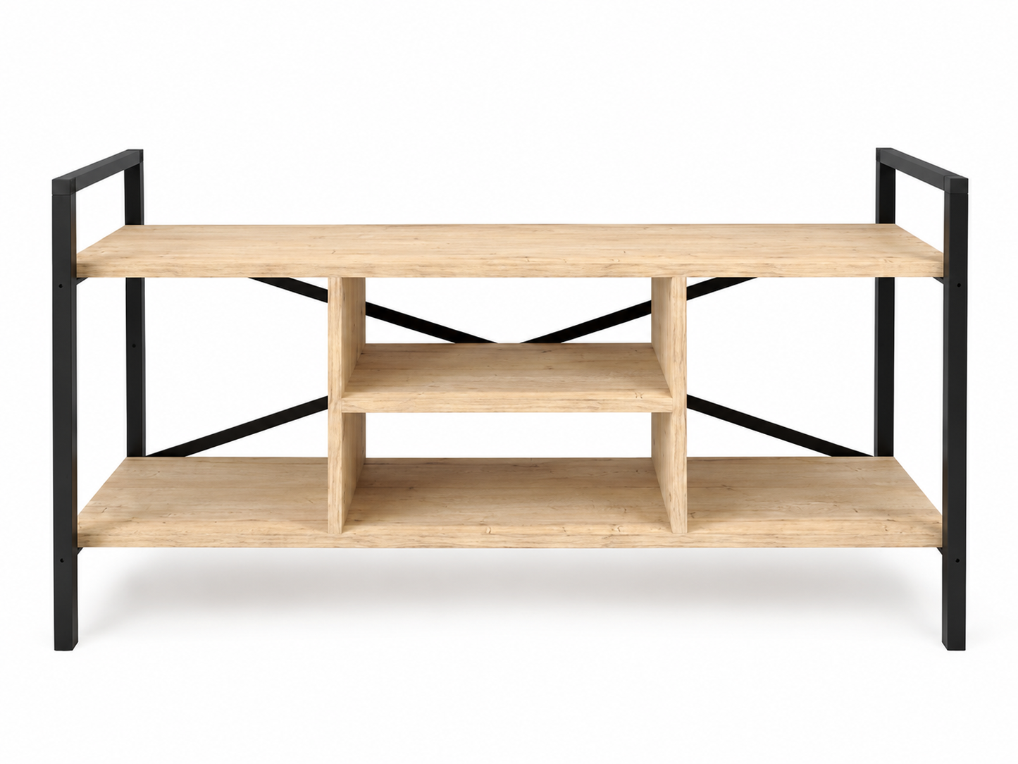 Mesa de tv de estilo industrial con estantes ( alto 61 / ancho 120 / fondo 35 )