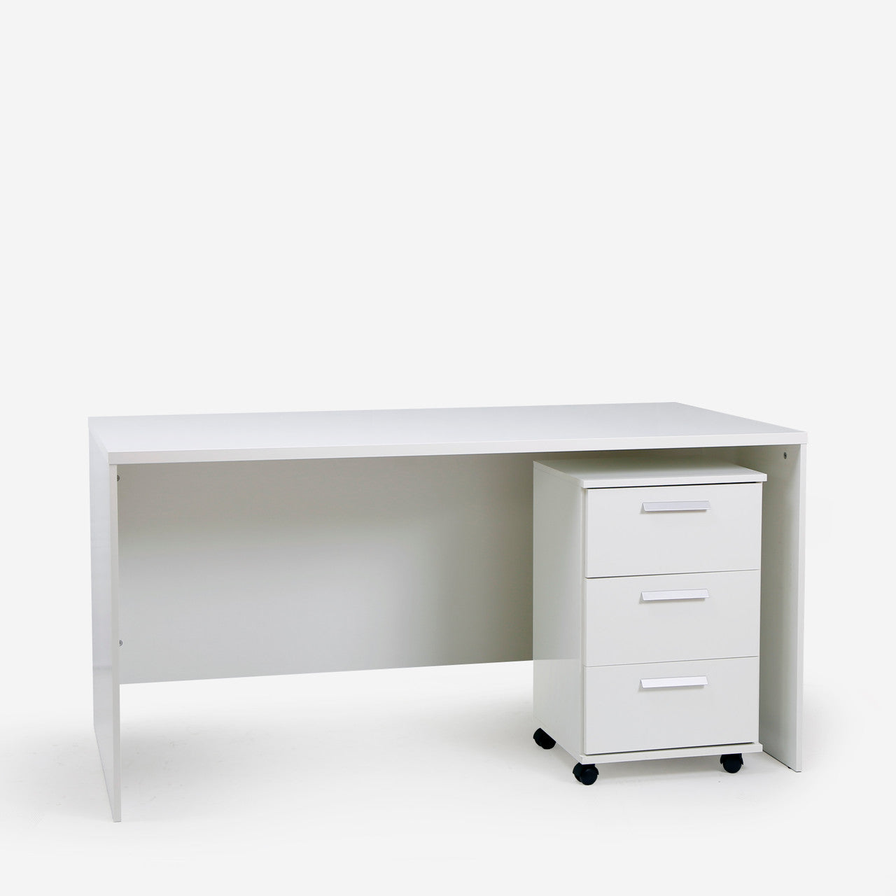 Mesa oficina o escritorio en color blanco con cajonera de  Buyqualia