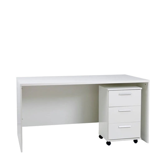 Mesa oficina o escritorio en color blanco con cajonera de  Buyqualia