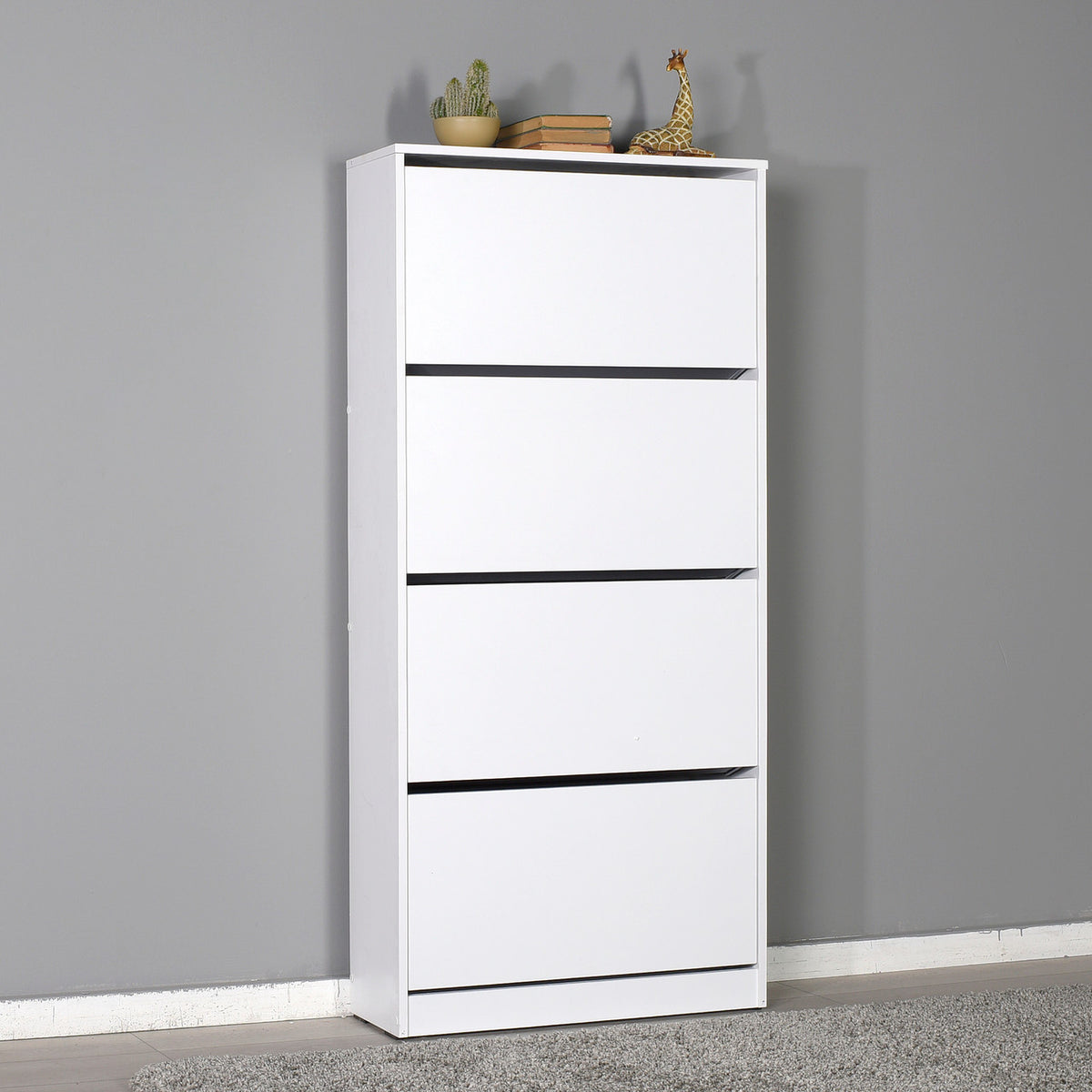 mueble zapatero cuatro cajones en color blanco cerrado de buyqualia